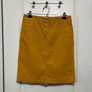 J. Crew Mustard Corduroy Pencil Skirt Sz 4